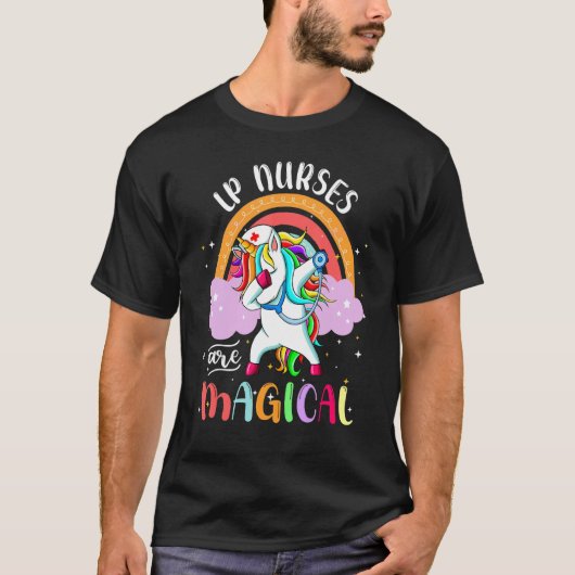 Lpナースランナーシングマジカルユニコーンレインボー Tシャツ (正面)