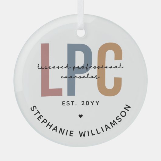 LPCライセンスカスタムプロフェッショナルカウンセラーのギフト ガラスオーナメント (正面)