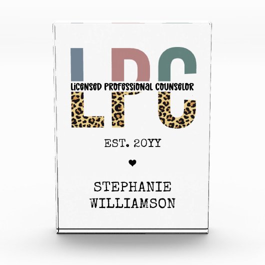 LPCライセンスカスタムプロフェッショナルカウンセラーのギフト フォトブロック (正面)