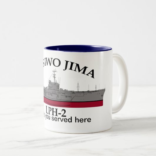 LPH-2のUSS Iwo Jima氏が提供したカスタマイズ可能な日付 ツートーンマグカップ (正面右)