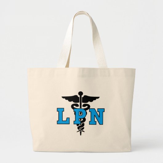 LPNの医学の記号 ラージトートバッグ (正面)