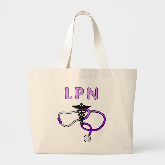 LPNの聴診器 ラージトートバッグ (正面)