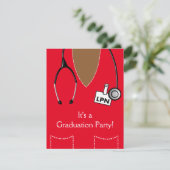 LPNの黒のナースの卒業の招待状は赤をごしごし洗います 招待状 (スタンド正面)