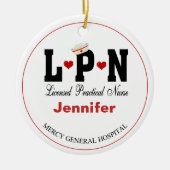 LPNナースパーソナライズされたクリスマスセラミックオーナメント セラミックオーナメント (正面)