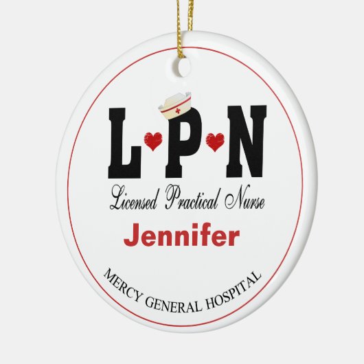 LPNナースパーソナライズされたクリスマスセラミックオーナメント セラミックオーナメント (左)