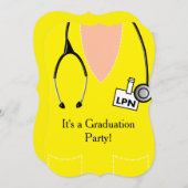 LPNナース卒業イエロー 招待状 (正面/裏面)