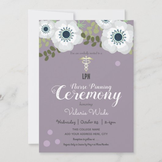 LPNナース固定式卒業アノーネ 招待状 (正面)