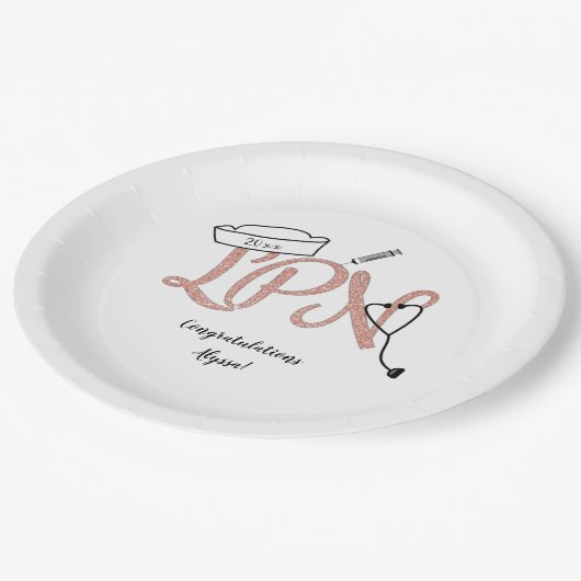 LPNバラ金ゴールドナース卒業パーティーデコール ペーパープレート (アングル)