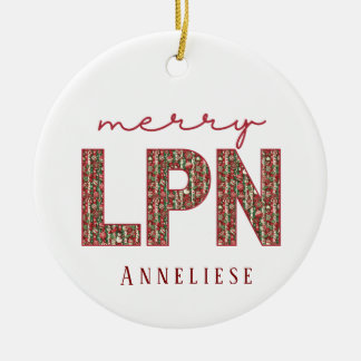 LPNパーソナライズされたナース初年度保管 セラミックオーナメント
