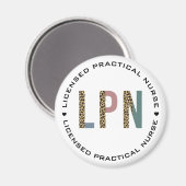 LPNライセンス実用ナースレオパードタイポグラフィ マグネット (正面/裏面)
