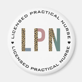 LPNライセンス実用ナースレオパードタイポグラフィ マグネット