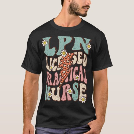LPNライセンス実用ナースレトロGroovy看護 Tシャツ (正面)
