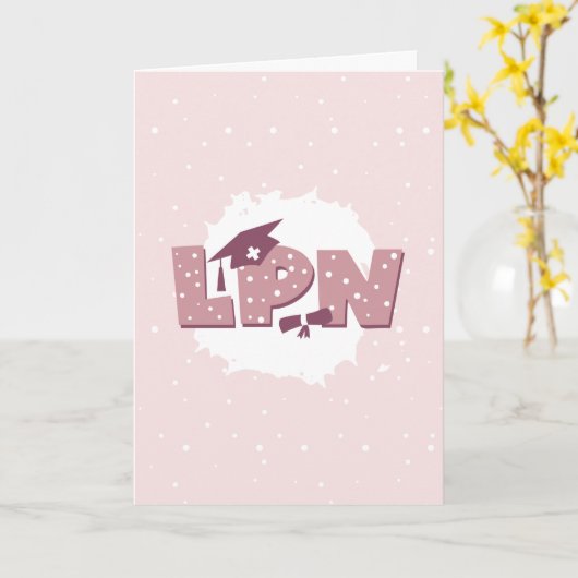 LPNライセンス実用ナース卒業 カード (黄色い花)