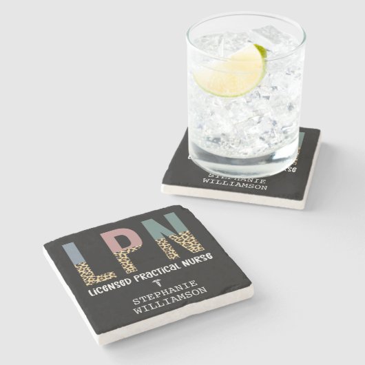 LPNライセンス実用ナース パーソナライズされた ストーンコースター (横)