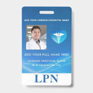 LPNライセンス実用ナース、ロゴ付き写真ID バッジ