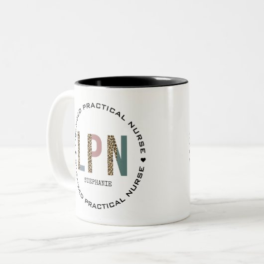 LPNライセンス実用パーソナライズされたナース ツートーンマグカップ (正面左)