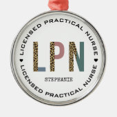 LPNライセンス実用パーソナライズされたナース メタルオーナメント (正面)