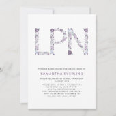 LPN卒業お祝い、フローラナース紫 招待状 (正面)