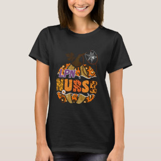 LPN看護師ハロウィンカボチャヒョウ柄ナース Tシャツ