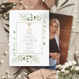 LPN看護師 グリーンの卒業パーティーの写真 招待状