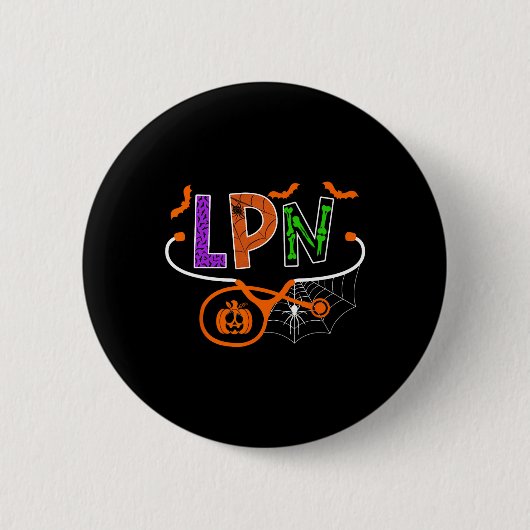 LPN認定看護師のハロウィンポンプキンステ 缶バッジ (正面)