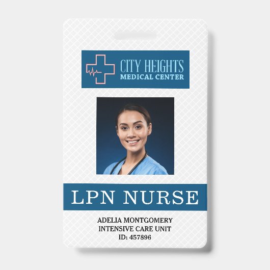 LPN ライセンスド・プラクティカル・ナース 名前 写真 ID ロゴ バッジ (正面)