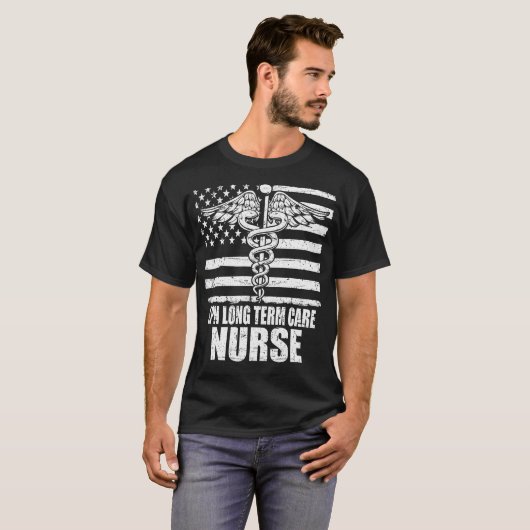 LPN Long Term Care Nurse American Flag Tシャツ (正面フル)