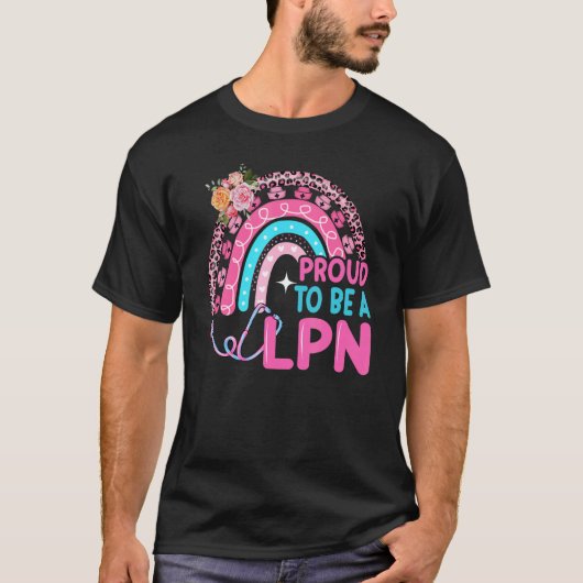Lpn Rainbow Leopard Stethoscope Nursになる誇りを持ったには Tシャツ (正面)