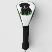 LRかわいいの黒いラボアニメ ゴルフヘッドカバー (正面)