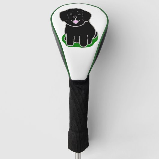 LRかわいいの黒いラボアニメ ゴルフヘッドカバー (正面)