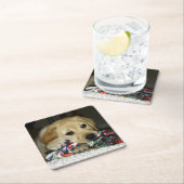 LRイエロー・ラブラドール・レトリーバーおもちゃ人形 スクエアペーパーコースター (インサイチュ)