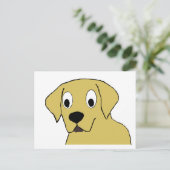 LRイエロー・ラブラドール・レトリーバー漫画ヘッド ポストカード (スタンド正面)