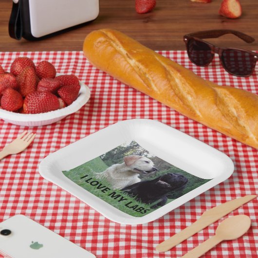 LR I Love My Labs with Love My Labs写真 ペーパープレート (ピクニック)