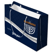 LRG モダン Hanukkah in青と白 ラージペーパーバッグ (正面アングル)