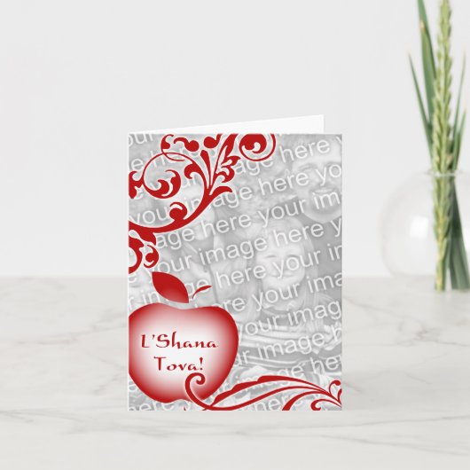 L'Shana Tova: 花のりんごの写真カード シーズンカード (正面)