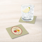 L'Shana Tova Rosh Hashanahユダヤ人新年ストライプの スクエアペーパーコースター (インサイチュ)