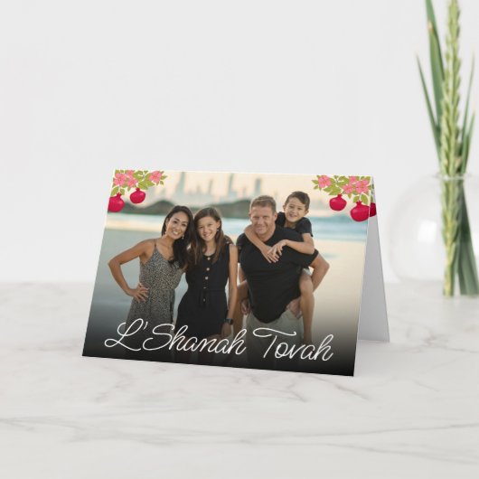 L'Shanah Tovahスクリプト写真ザクロ花 カード (正面)