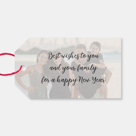 L'Shanah Tovah Pomegranateスクリプトエレガント写真 ギフトタグ (裏面横)