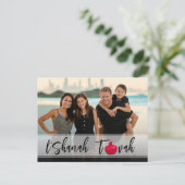 L'Shanah Tovah Pomegranateスクリプトエレガント写真 ポストカード (スタンド正面)