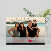 L'Shanah Tovah Pomegranateスクリプトエレガント写真 箔シーズンカード (立ち正面)