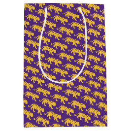 LSU Tigers Gift Bag - Purple & Gold Tiger Print ミディアムペーパーバッグ