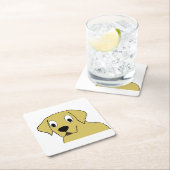 LTイエロー・ラブラドール・レトリーバー漫画の頭 スクエアペーパーコースター (インサイチュ)