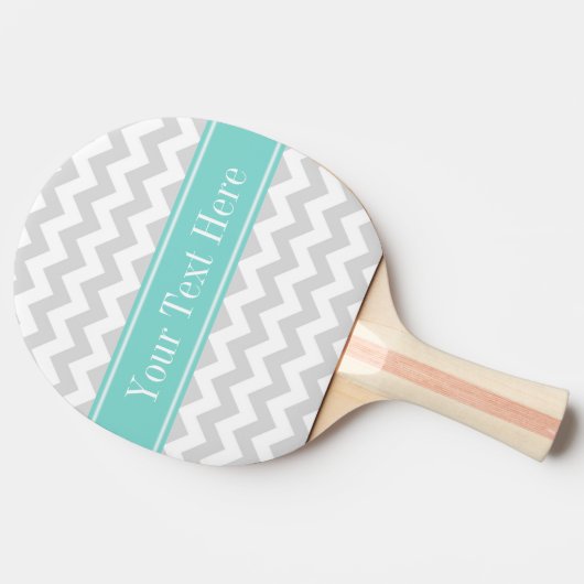 Ltグレーウィットシェブロンジグザグアクアネームモノグラム 卓球ラケット (横)