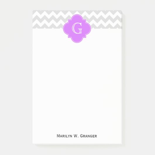 Ltグレーウィットシェブロン薄紫クローバーモノグラム ポストイット (正面)