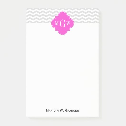 Ltグレーシェブロンホットピンククローバー3 Monogram Tn ポストイット (正面)