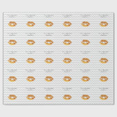 Ltグレーホワイトシェブロン、金ゴールドリップスティックキス ラッピングペーパー (フラット)