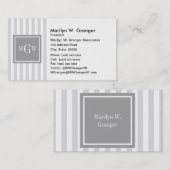 Ltグレーホワイトストライプグレースクエア3モノグラム 名刺 (正面/裏面)