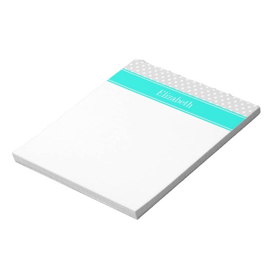 Ltグレーホワイト水玉模様Brtアクアリボンモノグラム ノートパッド (回転)