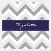 Ltグレーメッドグレーホワイトシェブロン海軍の名前モノグラム スクエアシール (正面)