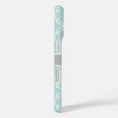 Ltティール(緑がかった色)グレーホワイトモロッコモノグラム Case-Mate iPhoneケース (裏面 / 右)